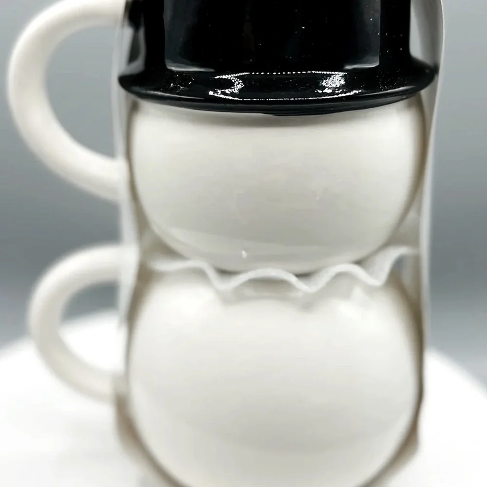 🆕 Target Stackable Snowman Mugs Set of 2 Ceramic Mugs, Christmas Holiday Decor